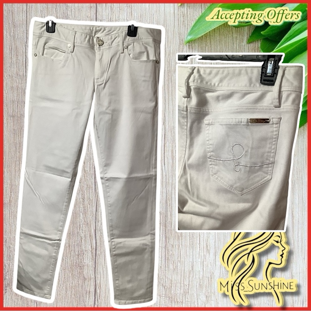 Lilly Pulitzer - Sz 10 - worth skinny - white lightweight jeans - enamel buttons